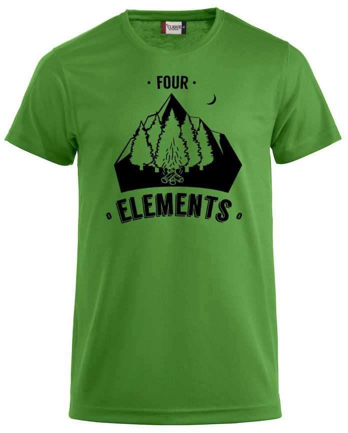 Four Elements Funktionsshirt grün | Grosses Logo Brust