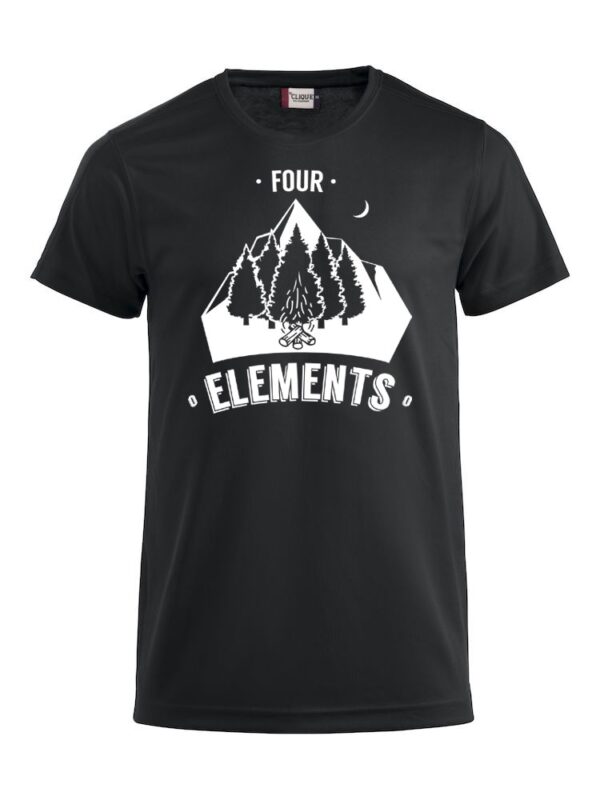 Four Elements Funktionsshirt schwarz | Grosses Logo Brust