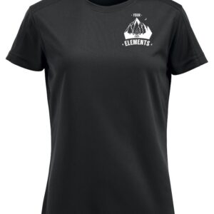 Four Elements Funktionsshirt Damenschnitt schwarz | Kleines Logo Brust