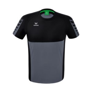 Six Wings T`Shirt Herren Grau/Schwarz, Druck Rücken Bulldog Orange