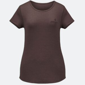 Penguin Merino T’Shirt Damen dunkelrot, Druck SCA-Logo Ärmel links + Rückenaufdruck