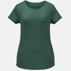 Penguin Merino T’Shirt Damen grün, Druck SCA-Logo Ärmel links + Rückenaufdruck