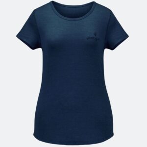 Penguin Merino T’Shirt Damen dunkelblau, Druck SCA-Logo Ärmel links + Rückenaufdruck
