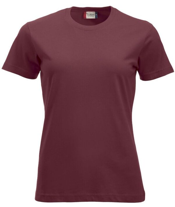 Baumwoll T’Shirt Damen bordeaux, Druck SCA-Logo Ärmel links + Rückenaufdruck