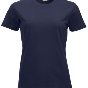Baumwoll T’Shirt Damen dunkelblau, Druck SCA-Logo Ärmel links + Rückenaufdruck