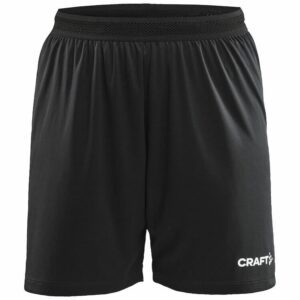 Trainingsshorts Damen mit Logodruck Hosenbein rechts