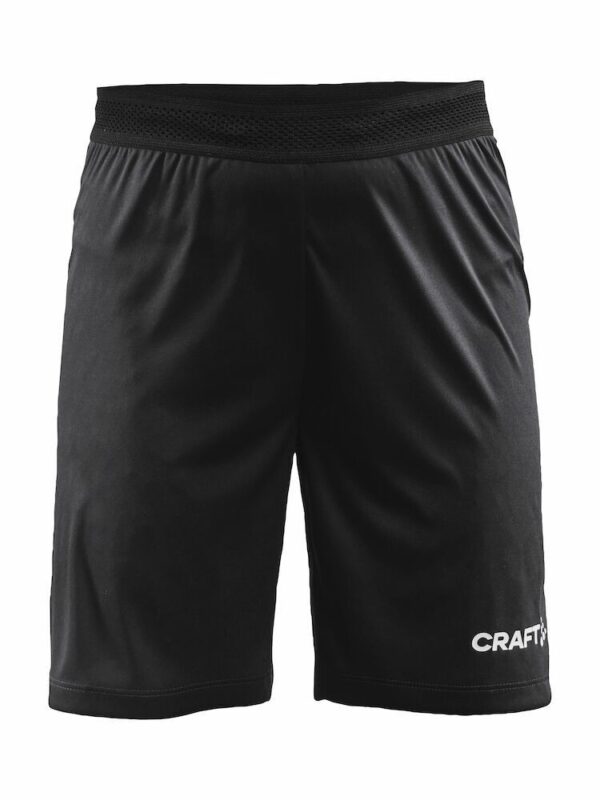Trainingsshorts Jugend mit Logodruck Hosenbein rechts