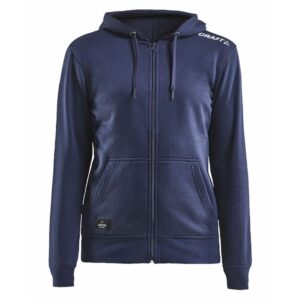 Craft Community FZ Hoodie Women Marine, Druck trail-run-Logo einfarbig  auf der Brust + Rücken