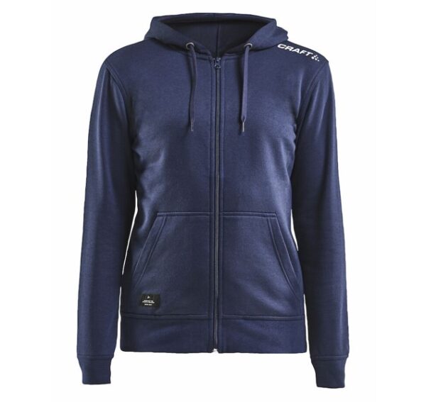 Craft Community FZ Hoodie Women Marine, Druck trail-run-Logo einfarbig  auf der Brust + Rücken